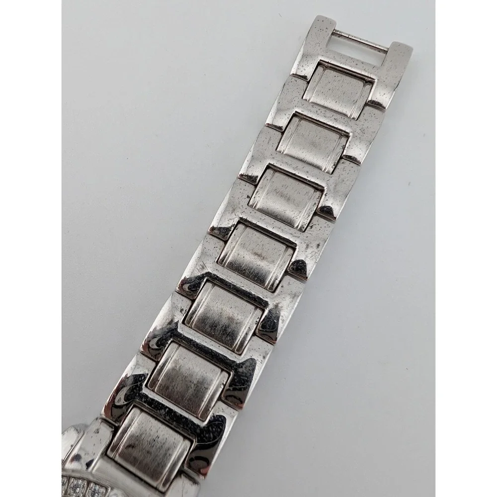 DMQ CZ Watch Women 30mm Silver Tone Crystals Day Date 6.5